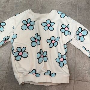 Zara White Sweatshirt with Blue Floral Design